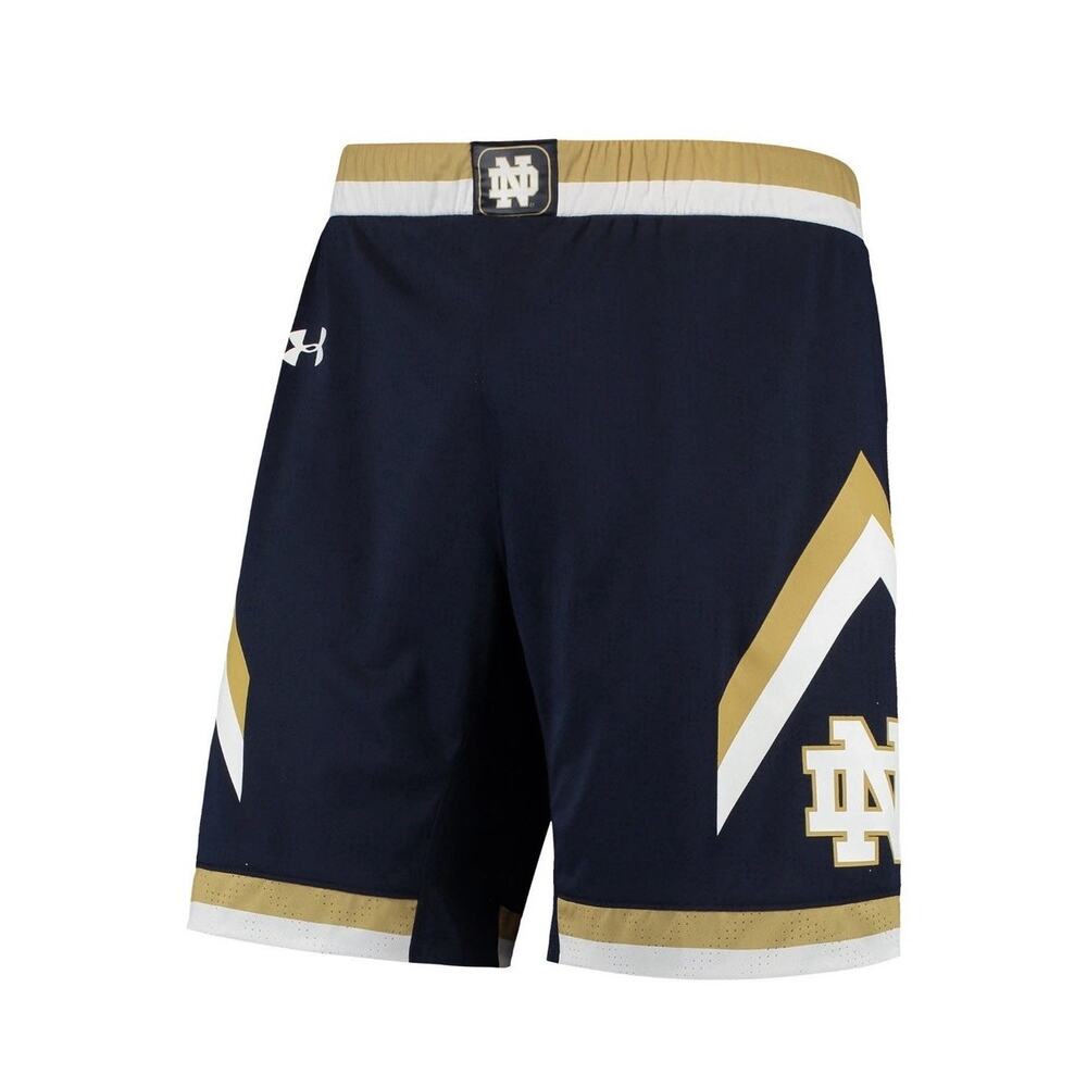 Under Armour Men's Navy Gold White Athletic Shorts - Notre Dame